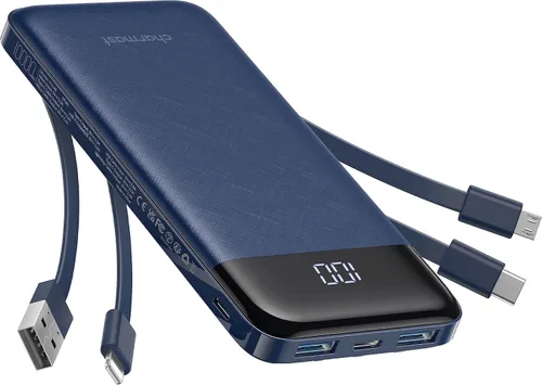 Vista 12 de charmast Cargador portátil con cables incorporados, banco de energía con cables, batería delgada de viaje de 10000 mAh, 6 salidas 3 entradas 3 A