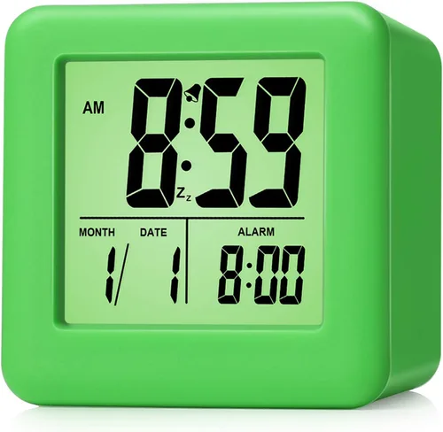 Vista 14 de Plumeet Reloj despertador digital para niños con repetición y luz nocturna blanca, reloj despertador de viaje de fácil configuración, hora, fecha