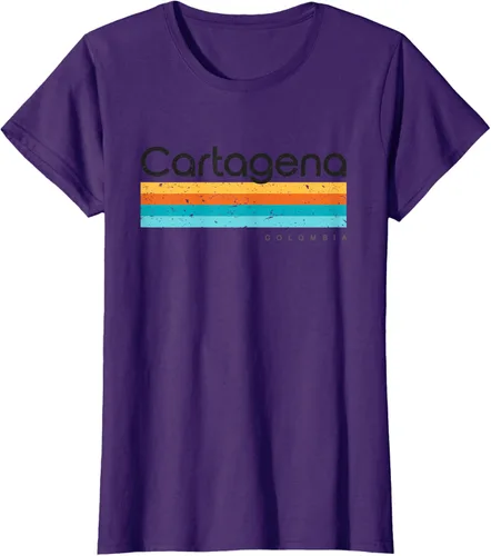 Vista 9 de Camiseta vintage de Cartagena Colombia con diseño retro, Blanco, S
