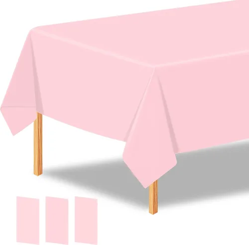 Vista 33 de 2 manteles de plástico color beige, 54 x 108 pulgadas, rectangular, desechables, para cumpleaños, bodas, pícnic, fiestas de vacaciones
