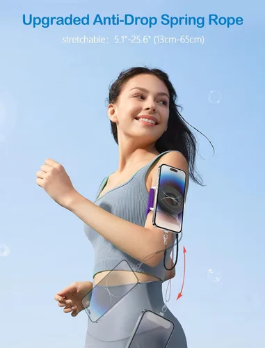 Vista 5 de Soporte de teléfono para correr para iPhone [giratorio de 360° y anticaída mejorado] Soporte magnético para teléfono celular, brazalete compatible