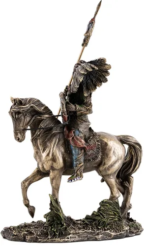 Vista 3 de Top Collection Mandan Indian Chief Statua - Escultura nativa americana en bronce fundido en frío de alta calidad, figura coleccionable de la tribu
