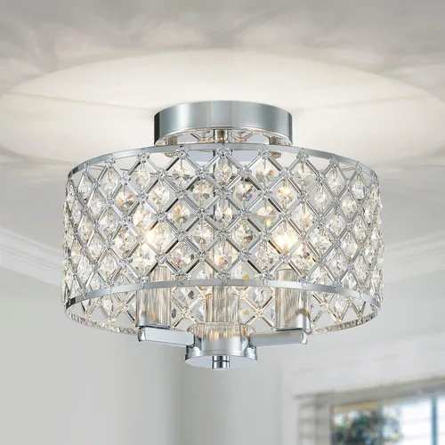 Vista 21 de AGV LIGHTING CL003F - Lámpara de techo de cristal K9, moderna lámpara de techo semiempotrada, perfecta para sala de estar, dormitorio, comedor, D13