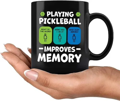 Vista 7 de Taza de cerámica Playing Pickleball Improves Memory Pickleball Lovers Gifts Coffee Cup 11 oz (negro)