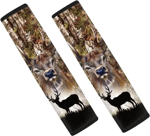 Vista 18 de LedBack Fundas para cinturón de seguridad de coche con diseño de bandera americana y camuflaje, paquete de 2, almohadilla universal para cinturón