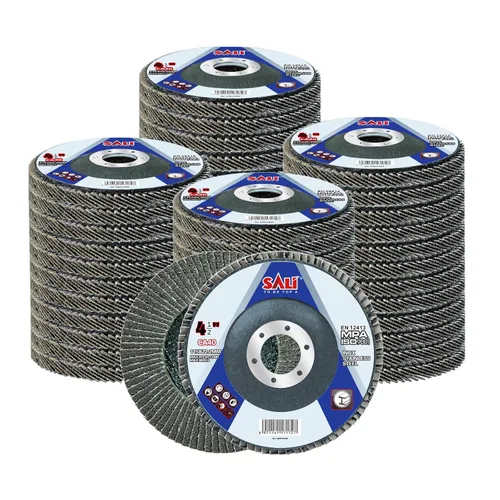 Vista 8 de Sali Paquete de 10 Discos de Aleta Grano 40 de 4.5" x 7/8" Disco de Lijado Tipo Bisel #29 Grado Premium e Industrial Rueda de Amoladora Angular