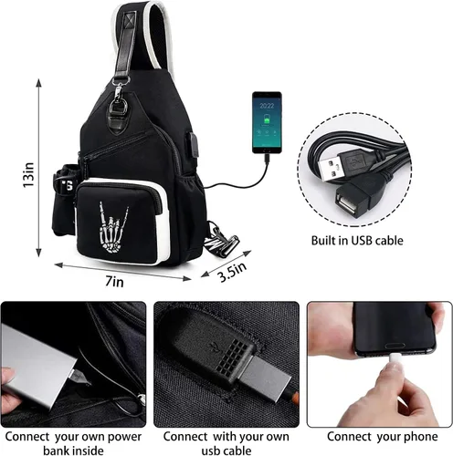 Vista 4 de Junlion Bolso bandolera bandolera para hombre y mujer, multiusos, para el pecho