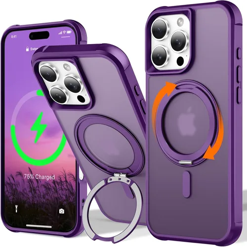 Vista 19 de UMIONE - Funda con diseño de anillo magnético giratorio de 360° para iPhone 11, soporte de bucle invisible integrado, compatible con Magsafe, funda