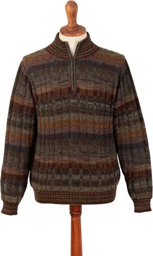Vista 4 de NOVICA Artisan - Cárdigan de lana de alpaca peruana para hombre, hecho a mano, con cremallera, multicolor
