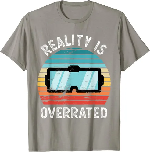 Vista 23 de Reality is Overrated VR - Camiseta divertida de regalo de realidad virtual, Negro, S