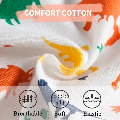 Vista 4 de Finihen Ropa interior de algodón suave para niños pequeños, camión, dinosaurio, multipacks de calzoncillos para niños