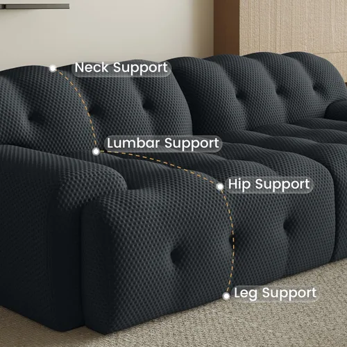 Vista 4 de Sofá modular modular de 86.6 pulgadas, sofá biplaza de gran tamaño, tela de malla 3D, cómodo sofá de nube, sofá curvado para sala de estar, oficina