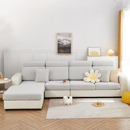 Vista 7 de ele ELEOPTION Fundas de cojín para respaldo de sofá, funda elástica en forma de L, funda seccional para sofá, protector de muebles, forro para sala
