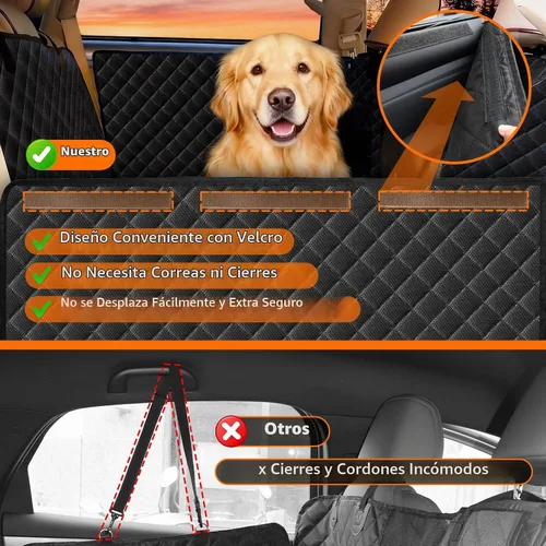 Vista 5 de Funda de asiento de automóvil para perro para extensor de asiento trasero para perros, funda de asiento de automóvil con parte inferior dura
