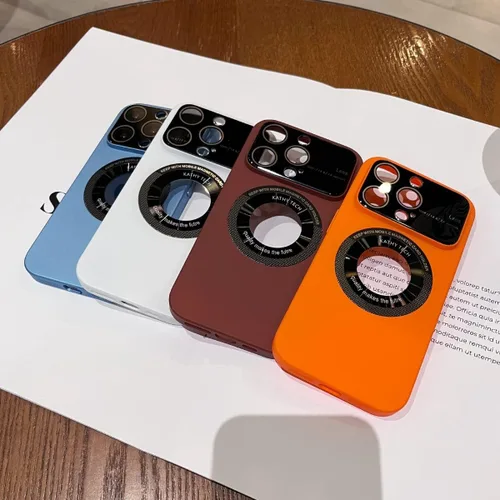 Vista 5 de Funda magnética para iPhone 13 Pro Max, vista del logotipo, protector de cámara de lente de vidrio de ventana, compatible con Magsafe, mujeres