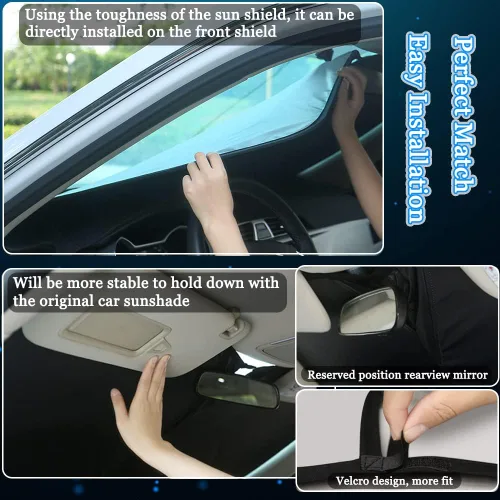 Vista 5 de Parasol para parabrisas de automóvil, ajuste personalizado para Jeep Compass 2007-2016, plegable, para ventana delantera, accesorios interiores