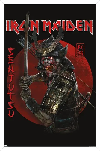 Vista 13 de Trends International Iron Maiden - Póster de pared Senjutsu, 14.72 x 22.37 pulgadas, versión enmarcada de madera de granero Versión enmarcada