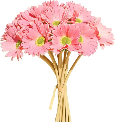 Vista 13 de Mandy's 12 tallos PU Multiclor Gerbera Daisy Decoración de Acción de Gracias y Navidad, centro de mesa flexible, ramo de boda, decoración del hogar