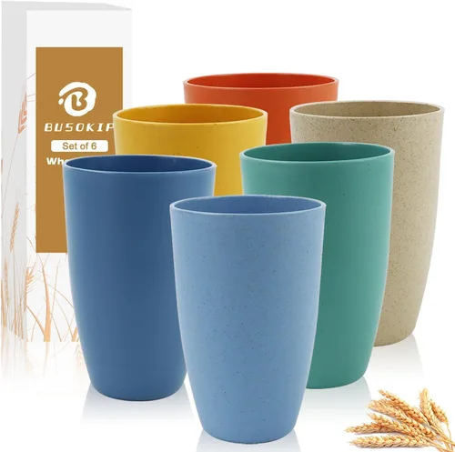 Vista 11 de Vasos de paja de trigo de 16 onzas, vasos de plástico
