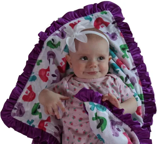 Vista 3 de Manta reversible para bebés y niñas, tela minky velboa (elige el color)