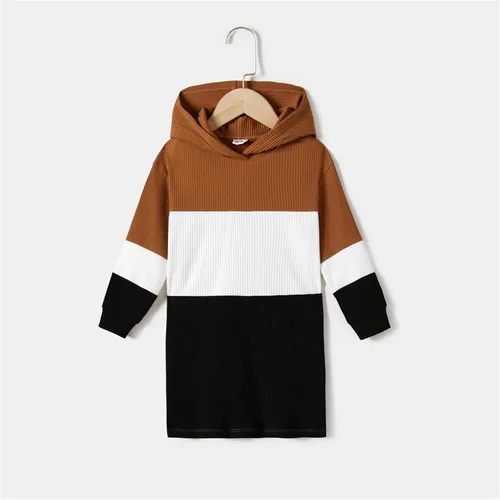Vista 5 de PATPAT Sudaderas con capucha con estampado de letras Mommy and Me a juego, vestidos de sudadera de manga larga