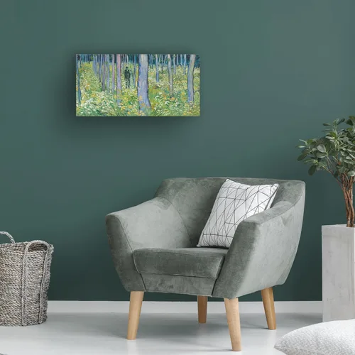 Vista 4 de Lienzo decorativo para pared, diseño de Van Gogh "Undergrowth with Two Figures", arte de pared para sala de estar, dormitorio u oficina, 10 x 19