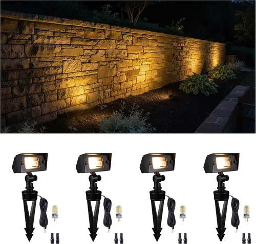 Vista 35 de Gardenreet Luz de Inundación de Latón Sólido - Iluminación de Lavado de Pared LED de Bajo Voltaje para Paisaje 12V, Impermeable IP65 para Exterior