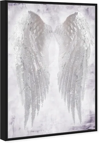 Vista 2 de Oliver Gal Wings of Angel Amethyst - Lienzo impreso para sala de estar, dormitorio y baño, 16 x 24 pulgadas, marco flotante negro