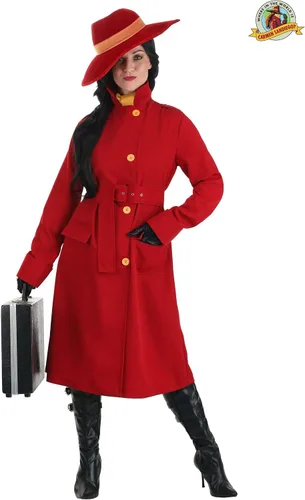 Vista 2 de Disfraz auténtico de Carmen Sandiego para mujer, Rojo
