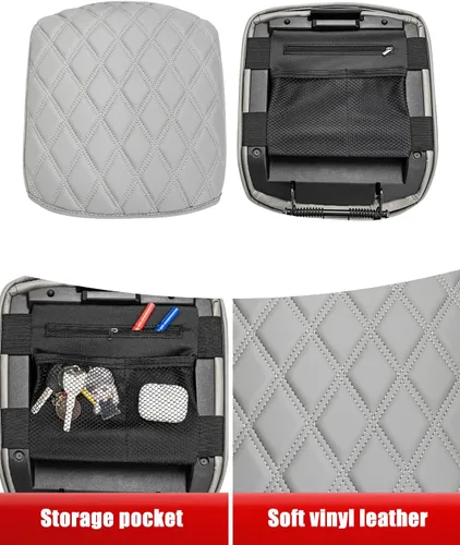 Vista 2 de KBH Funda para reposabrazos de consola central para Honda Pilot 2009-2015, accesorios interiores de cuero de vinilo, protector de cojín con bolsillo