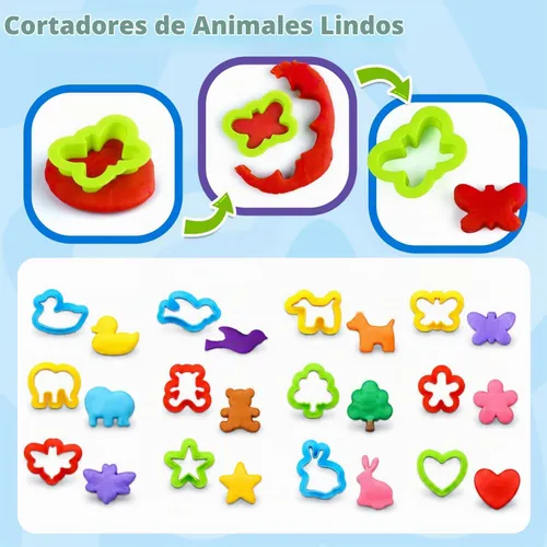 Vista 6 de Juego de 63 herramientas para masa de alfabeto y números con caja