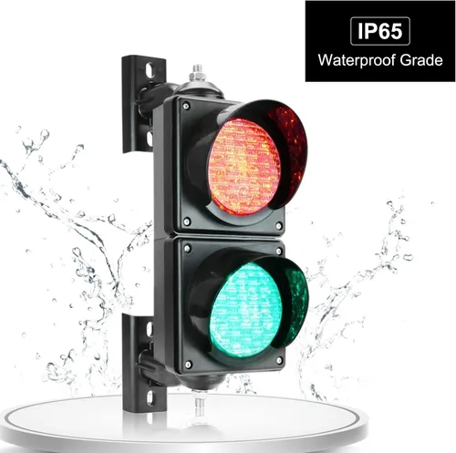 Vista 2 de BBMI Luz de tráfico de 3.937 in (4 pulgadas), DC9-36V señal de parada y marcha rojo/verde, carcasa de PC, impermeable, IP65, luz de advertencia