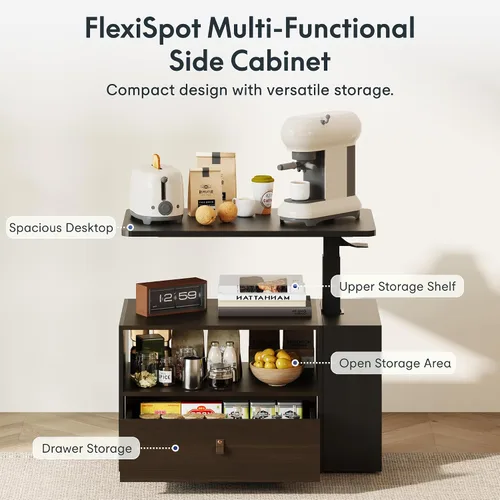 Vista 8 de FLEXISPOT H7 CAB - Escritorio para computadora de pie y sentado en altura ajustable con almacenamiento, escritorio neumático para laptop con cajón