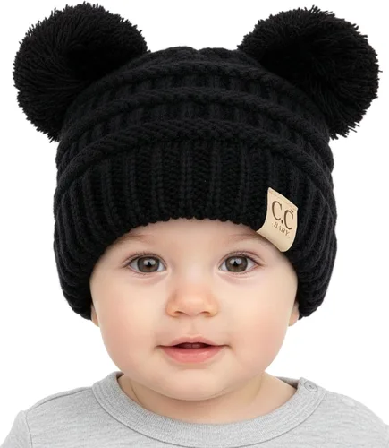 Vista 22 de Funky Junque Gorro de invierno con doble pompón para bebé de 0 a 12 meses, bonito gorro de punto acogedor para clima frío Patrón de tejido