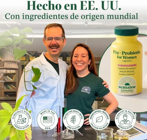 Vista 5 de Semaine: super prebiótico + probiótico para mujeres, fórmula multi-acción efectiva 3-en-1 para nutrir la salud intestinal, aliviar el SII, apoyar