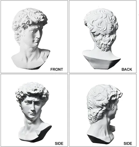 Vista 4 de fazhongfa Estatua griega de David Busto Escultura de resina para estantería romana, mesa, oficina, decoración del hogar, escultura romana, figura