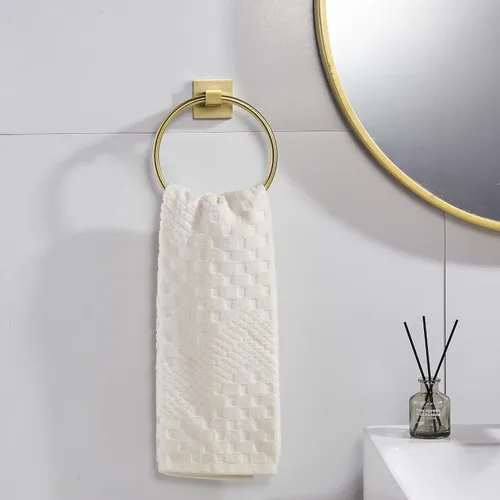 Vista 7 de BigBig Home Toallero de papel higiénico dorado, soporte para toallas de mano dorado cepillado, accesorios de baño, montaje en pared, soporte