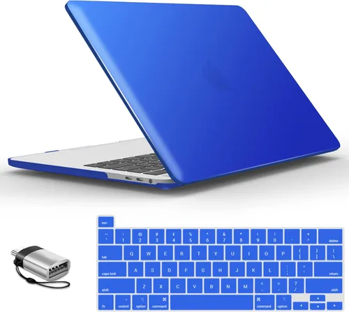 Vista 21 de IBENZER - Carcasa rígida de tacto suave para MacBook Pro de 13 pulgadas con Touch Bar y Touch ID, con funda de teclado y adaptador Type C