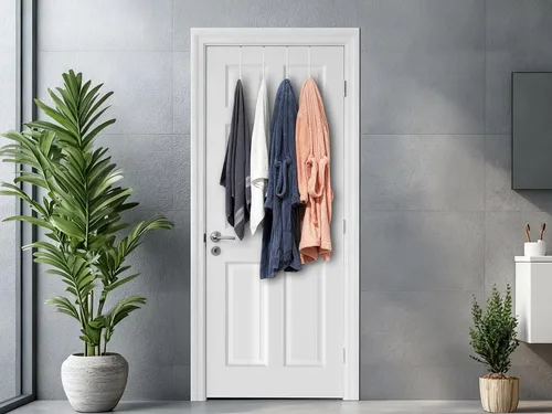 Vista 8 de Ganchos de acero largos individuales para puerta, paquete de 4