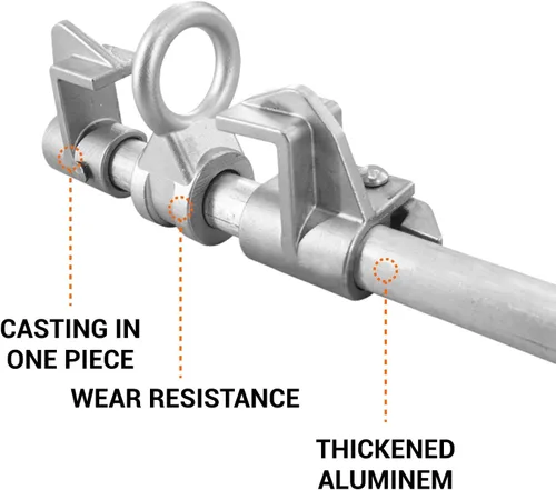 Vista 4 de Abrazadera de anclaje de viga deslizante de aluminio, caminante de haz de acero móvil, conector de estructura ajustable de I/H para protección
