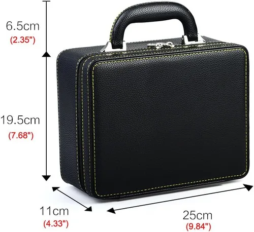 Vista 6 de Oirlv Joyero de viaje de cuero negro Caja de almacenamiento de joyería