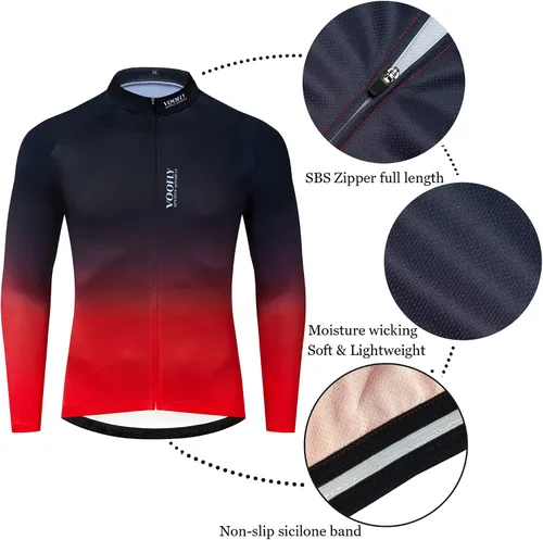Vista 4 de Camisas de ciclismo de manga larga con bolsillos reflectantes cremallera completa MTB bicicleta desgaste