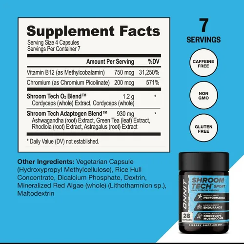 Vista 8 de ONNIT Shroom Tech Sport Cordyceps pre-entrenamiento sin cafeína, 28