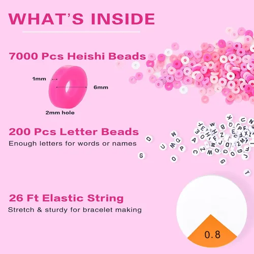 Vista 4 de ADIIL Kit de Fabricación de Pulseras con 7200 Piezas de Cuentas de Arcilla, Cuentas Heishi de Polímero de 6mm para Hacer Joyas, Kit de Pulseras