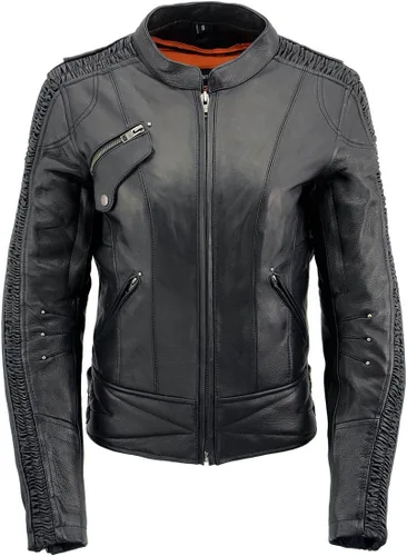 Vista 5 de Milwaukee Leather MLL2570 Chaqueta de Cuero para Motocicleta Negra 'Phoenix Embroidered' para Mujer