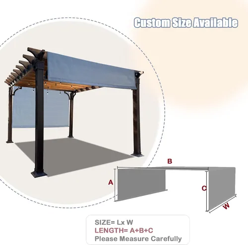 Vista 2 de Alion Home Toldo universal transpirable para pérgola – Toldo de repuesto para pérgola – Cubierta de sombra ajustable para exteriores con varillas