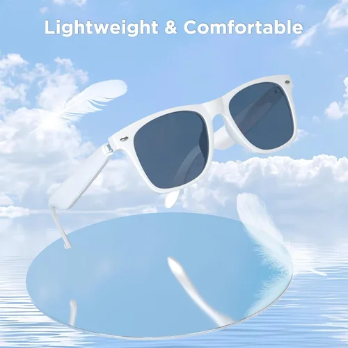 Vista 5 de Lentes inteligentes de audio Bluetooth, control táctil, llamadas manos libres, micrófono y altavoces de sonido de oído abierto, carga magnética