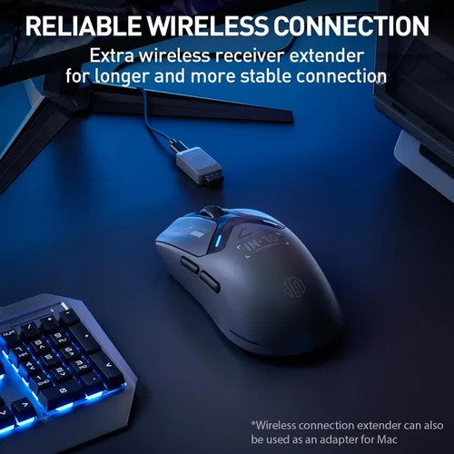 Vista 8 de INPHIC IN10P Superlight - Mouse inalámbrico para juegos, 2.12 oz, tasa de sondeo de 8K, 26,000 DPI, trimodo, sensor PAW3395, totalmente programable