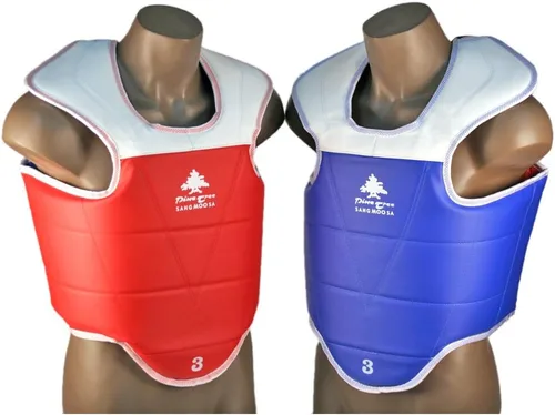 Vista 3 de Protector de pecho reversible sólido de taekwondo estilo olímpico de pino