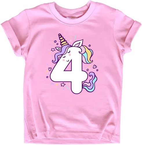 Vista 18 de Camisetas de unicornio para 4º cumpleaños para niñas pequeñas, camiseta de 4 años y cuarto